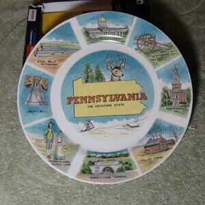 Vintage Pennsylvania The Keystone State Ceramic Collectors 9" Plate Japan
